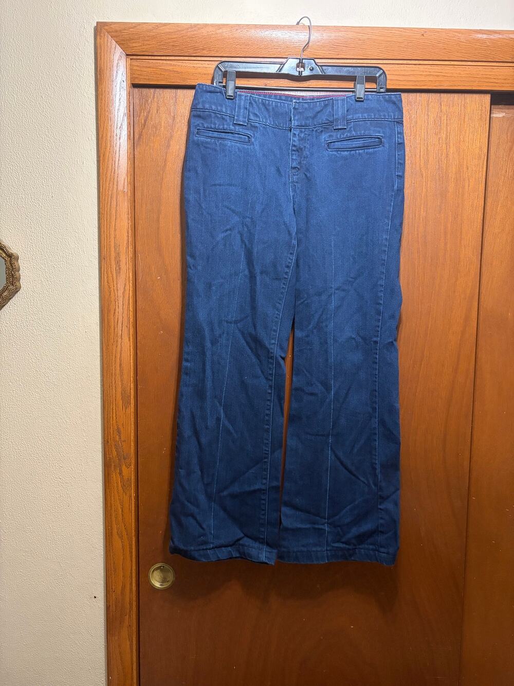 Tommy Hilfiger Wide Leg Sailor Pants Navy Cotton High Rise Size 8 Vintage